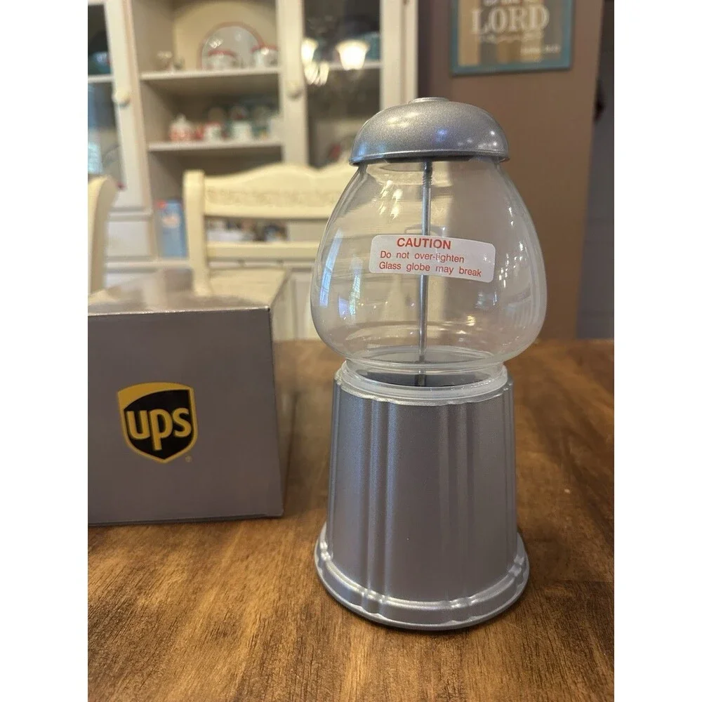 UPS Vintage Style Gumball Machine Silver Metal Glass Petit Machine 9